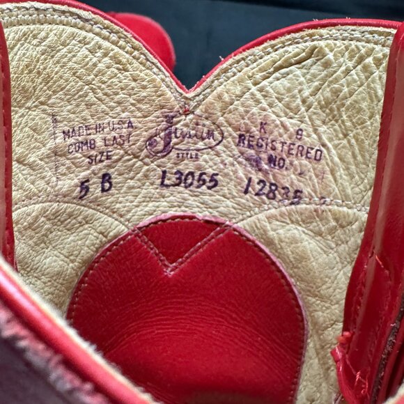 Vintage Women's Justin Red Roper Western Cowgirl Boots size 5 with Box - Picture 9 of 10
